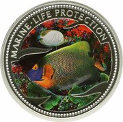 5 Dollars Blueface Angelfish and Butterflyfish, Palau, 2001 reverse image