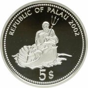 5 Dollars Blue-powder Surgeonfish obverse image