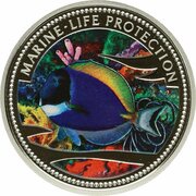 5 Dollars Blue-powder Surgeonfish, Palau, 2002 reverse image