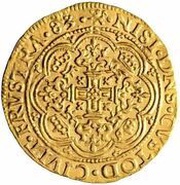 ½ Rose Noble - Ghent Revolt Lion in Banner, Belgium, 1582-1583 reverse image