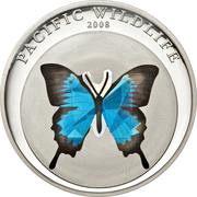 5 Dollars Blue Butterfly, Palau, 2008 reverse image
