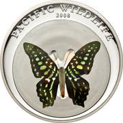 5 Dollars Green/Black Butterfly, Palau, 2008 reverse image