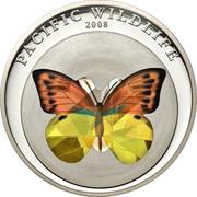 5 Dollars Orange/Yellow Butterfly, Palau, 2008 reverse image