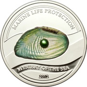 5 Dollars Green Freshwater Pearl, Palau, 2012 reverse image