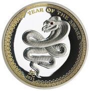 5 Dollars Year of the Snake, Palau, 2013 reverse image
