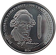 5 Dollars 300th Anniversary of the Fahrenheit Scale, Palau, 2014 reverse image