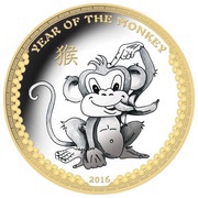 5 Dollars Year of the Monkey, Palau, 2016 reverse image