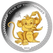 5 Dollars Year of the Monkey, Palau, 2016 reverse image