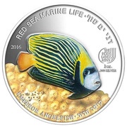 5 Dollars Emperor Angelfish, Palau, 2016 reverse image