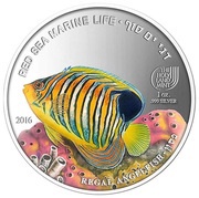 5 Dollars Regal Angelfish, Palau, 2016 reverse image