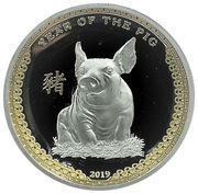 5 Dollars Year of the Pig, Palau, 2019 reverse image