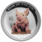 5 Dollars Year of the Pig, Palau, 2019 reverse image