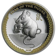 5 Dollars Year of the Mouse, Palau, 2020 reverse image
