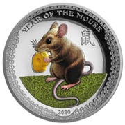 5 Dollars Year of the Mouse, coloured, Palau, 2020 reverse image