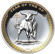 5 Dollars Year of the Ox, Palau, 2021 reverse image