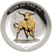5 Dollars Year of the Ox, Palau, 2021 reverse image