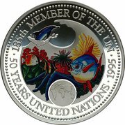 20 Dollars United Nations 50th Anniversary, Palau, 1995 reverse image