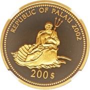200 Dollars Blue Tang, Palau, 2002 obverse image