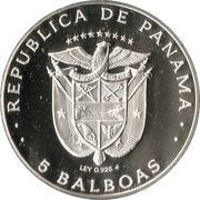 5 Balboas Belisario Porras; Silver obverse image
