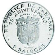 5 Balboas Republic; Silver obverse image