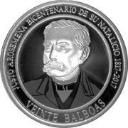 20 Balboas Justo Arosemena, Panama, 2017-2018 reverse image