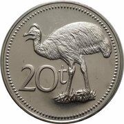 20 Toea - Elizabeth II Bennett's Cassowary reverse image