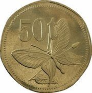 50 Toea - Elizabeth II Butterfly, Papua New Guinea, 2021 reverse image