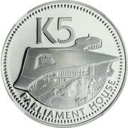5 Kina - Elizabeth II New Parliament Building reverse image