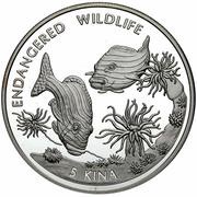 5 Kina - Elizabeth II Two Ribbon Sweetlips Fish reverse image