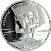 5 Kina - Elizabeth II Sailboarding, Papua New Guinea, 1997 reverse image
