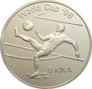 5 Kina - Elizabeth II FIFA World Cup 1998, Papua New Guinea, 1997 reverse image