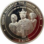 5 Kina - Elizabeth II Investiture of Prince Charles, Papua New Guinea, 1998 reverse image