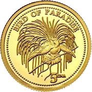 5 Kina - Elizabeth II Bird of Paradise reverse image