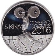 5 Kina - Elizabeth II Olympic Games 2016, Papua New Guinea, 2013 reverse image