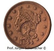1 Cent 1844 United States Countermark obverse image