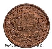 1 Cent 1844 United States Countermark reverse image