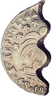 1 Real "ND" ½ of Bolivian 4 Soles without countermark reverse image