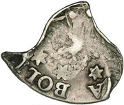 1 Real "S" Countermark over ¼ of Bolivian 4 Soles reverse image