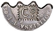 2 Reales "Co" Countermark over ½ of Bolivian 2 Reales 1801/4 Soles 1830 obverse image