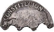 2 Reales "Co" Countermark over ½ of Bolivian 2 Reales 1801/4 Soles 1830 reverse image