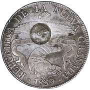 8 Reales 1839 RS Nueva Granada Countermark obverse image
