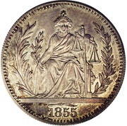 10 Reales Silver Pattern, Paraguay, 1855 reverse image