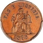 2 Reales Copper Pattern, Paraguay, 1868 reverse image