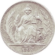 4 Pesos Fuertes Silver "Bouvet" Pattern, Paraguay, 1867 reverse image