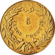 5 Pesos Fuertes Gold Pattern reverse image