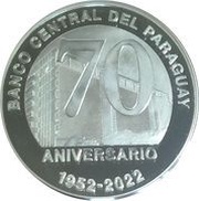 70 Guaraníes, Paraguay, 2022 reverse image