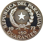 150 Guaraníes Munich Olympics - Hurdler obverse image