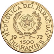 1500 Guaraníes Munich Olympics - Hurdler obverse image