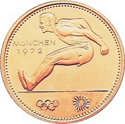3000 Guaraníes Munich Olympics - Broad Jumper, Paraguay, 1972 reverse image