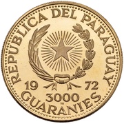 3000 Guaraníes Munich Olympics - Soccer obverse image